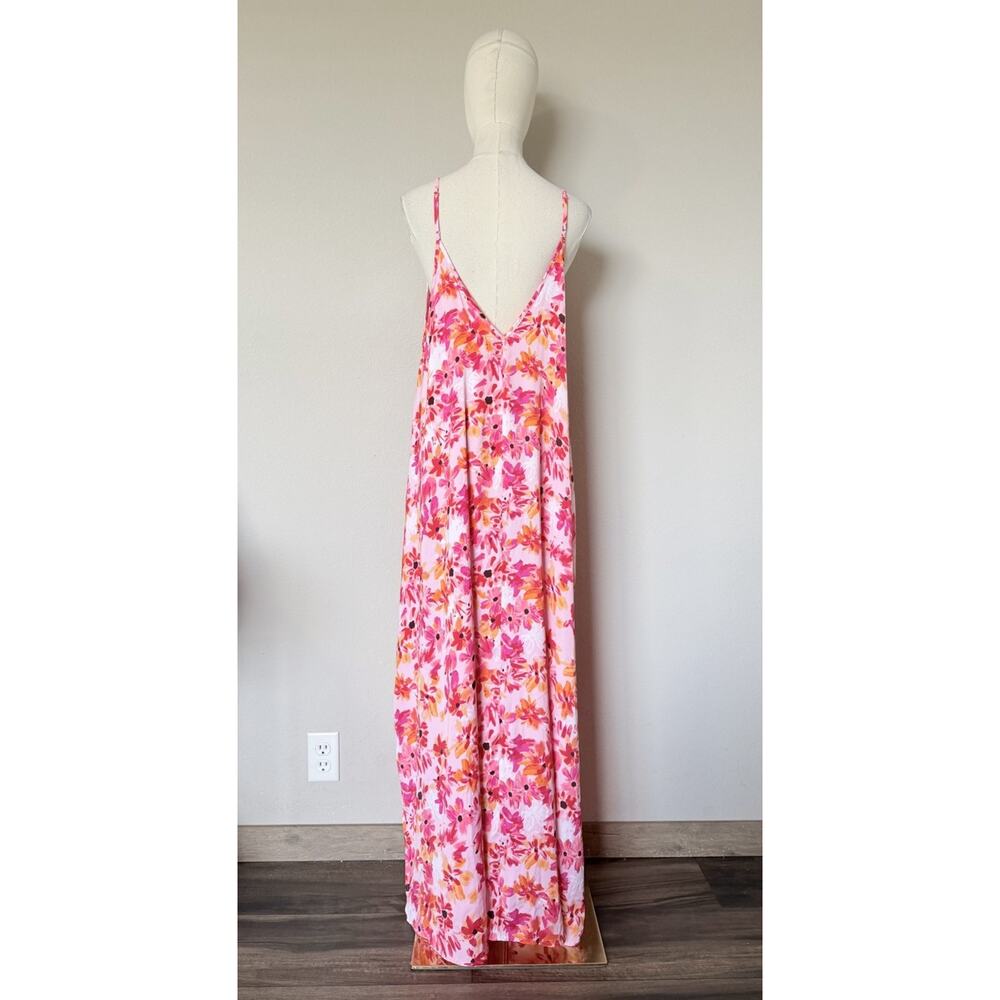 Van Winkle Pink Orange Tropical Maxi Dress Beach Coastal Boho Pockets Womens 1X - Picture 8 of 14